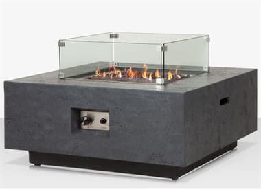 Source Outdoor Furniture Elements Gray 36'' Concrete Square Fire Pit Table in Dark Gray SCCLSF6202696