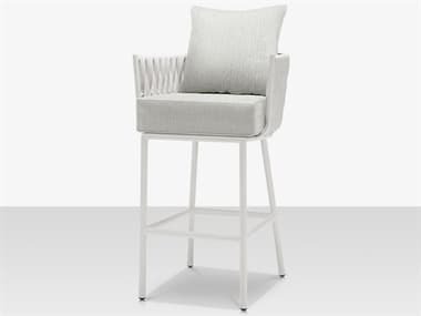 Source Outdoor Furniture Closeout Aria Aluminum Cushion Bar Stool in White SCPROMOSF2028173WHT