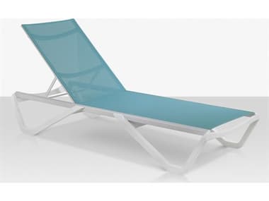 Source Outdoor Furniture Wave Aluminum Sling Turquoise Stackable Armless Chaise Lounge SCSF2038134WHTTRQ