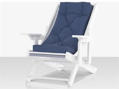 Source Outdoor Furniture PollyOutdoor Resin White Foldable Relax Chair in Sea Breeze/Canvas Navy SCSF2040800DBWHTT91D5W056