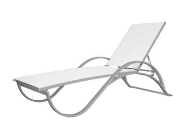 Source Outdoor Furniture Atlantic Aluminum Sling Stackable Sled Lounge Chaise with Arms SCSF30051041