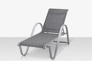 Source Outdoor Furniture Lanai Aluminum Kessler Sliver Stackable Chaise Lounge in Slate Sling SCSF3011104KESSLT