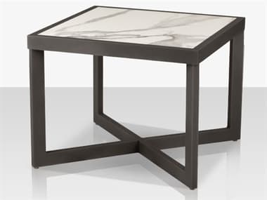 Source Outdoor Furniture Iconic Aluminum Large 26'' Wide Square Side Table SCSF3217303