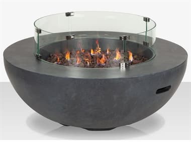 Source Outdoor Furniture Elements Fire Pit 42'' Wide Round Natural Gas With glass and cover SCSF6202695NSET