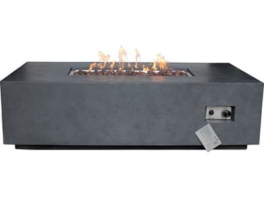 Source Outdoor Furniture Elements Concrete Dark Gray 55''W x 28''D Rectangular Natural Gas Fire Pit SCSF6202697N
