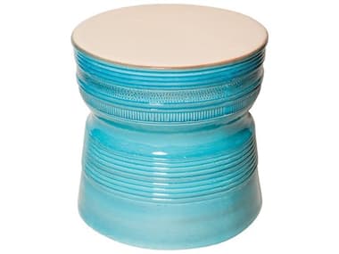 Seasonal Living Ceramic Turquoise Blue 25'' Round Ancaris Ring Accent Table SEA308FT225P2SWTB