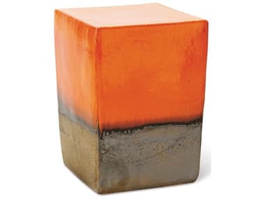 Seasonal Living Two Glaze Orange and Metallic Ceramic Square Cube (Price Includes 2) SEA308FT228P2OM