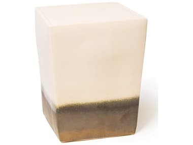 Seasonal Living Two Glaze Creamy White and Metallic Ceramic Square Cube (Price Includes 2) SEA308FT228P2WM