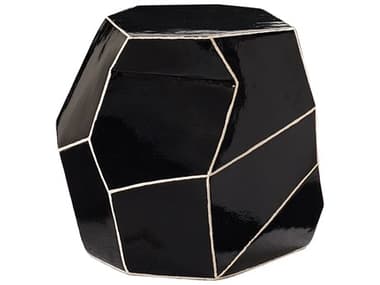Seasonal Living Geo Black with White Stripe Ceramic 16'' Stool/Accent Table SEA308FT346P2BW