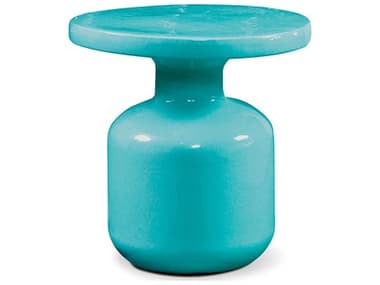 Seasonal Living Bottle Aquamarine Ceramic 19'' Wide Round Accent Table SEA308FT355P2AM