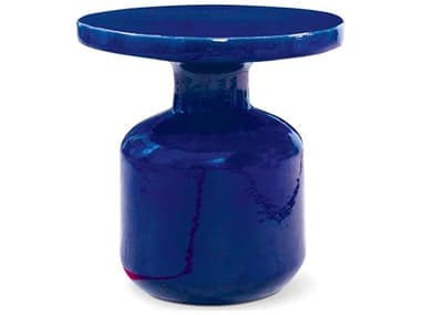Seasonal Living Bottle Navy Blue Ceramic 19'' Round Accent Table SEA308FT355P2NB
