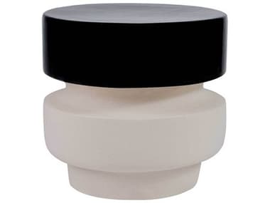 Seasonal Living Provenance Ceramic Jet Gloss/Sand Matte Balance Stool/16'' Round Accent Table SEAC3080402135