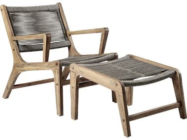 Seasonal Living Explorer Mixed Grey Acacia Wood Lounge Chair & Ottoman Set of Two SEAE50498206