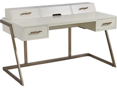 Sligh Studio Designs 57" Smooth Ivory Warm Silver Leaf White Hardwood Writing Desk SH010105410