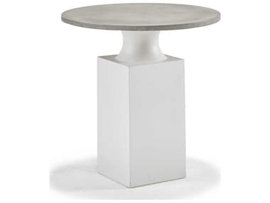 Sherrill Occasional Modern Loft Santos 24" Round Light Grey White Concrete Accent Table SHO380040