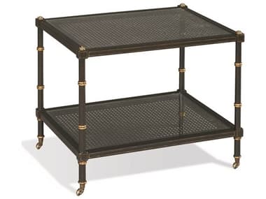 Sherrill Occasional Masterpiece 24" Rectangular Glass Ebony With Aged Gold Bunching Cocktail Table SHO960003