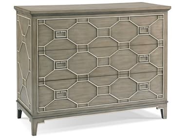 Sherrill Occasional Masterpiece Fretwork 48" Wide Stone With Washed Linen Gray Hardwood Drawer Chest SHO963155