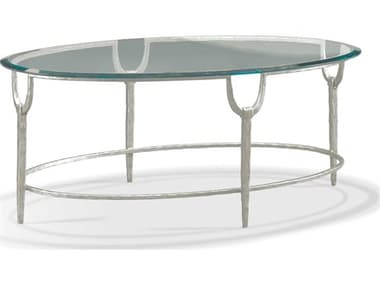 Sherrill Occasional Masterpiece Trifecta 48" Oval Glass Nickel Leaf Cocktail Table SHO965114N
