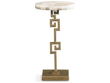 Sherrill Occasional Masterpiece Infinity 14" Round Stone Aged Gold Accent Table SHO965883