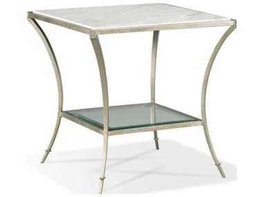 Sherrill Occasional Infinity Carlyle 25" Square Marble Platinum Leaf End Table SHO966009