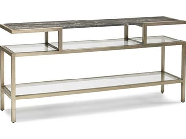 Sherrill Occasional Masterpiece 70" Rectangular Glass Infinito Champagne Gold Console Table SHO966055