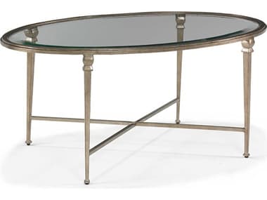 Sherrill Occasional Diego 42" Oval Glass Aged Platinum Cocktail Table SHO967148