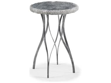 Sherrill Occasional Masterpiece 16" Round Marble Black Island Grey Spot Table SHO967166