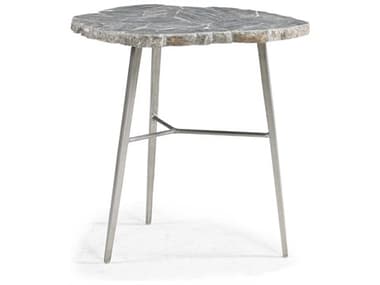 Sherrill Occasional Masterpiece 24" Marble Island Grey White Bronze Bunching Table SHO968244