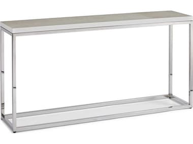 Sherrill Occasional Aspen 60" Rectangular Marble White Lacquer Polished Stainless Steel Console Table SHO969470