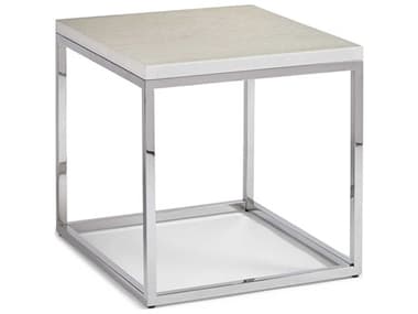 Sherrill Occasional Aspen 27" Rectangular Marble White Lacquer Polished Stainless Steel End Table SHO969472