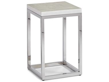 Sherrill Occasional Aspen 14" Square Marble White Lacquer Polished Stainless Steel Accent Table SHO969473