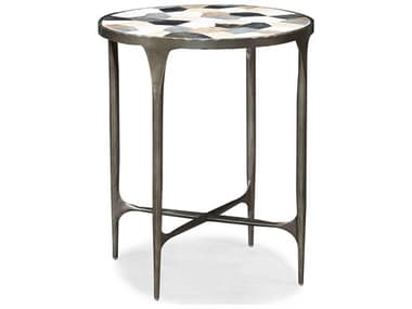 Sherrill Occasional Masterpiece Zola 20" Round Assorted Stone Natural Iron End Table SHO970621
