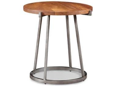 Sherrill Occasional Warrick 25" Round Wood Dark Pewter Lamp Table SHO970627
