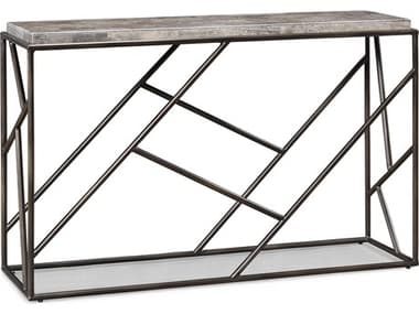 Sherrill Occasional Cullet 50" Rectangular Marble Gunmetal Console Table SHO970651