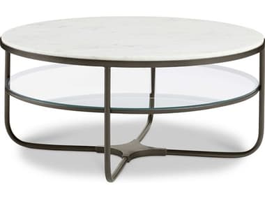 Sherrill Occasional Masterpiece Nash 36" Round Marble Aged Bronze White Cocktail Table SHO971110