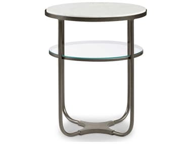 Sherrill Occasional Masterpiece Nash 20&quot; Round Marble Aged Bronze White End Table SHO971111