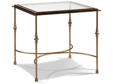 Sherrill Occasional Princeton 26" Square Glass Aged Gold End Table SHOM2932