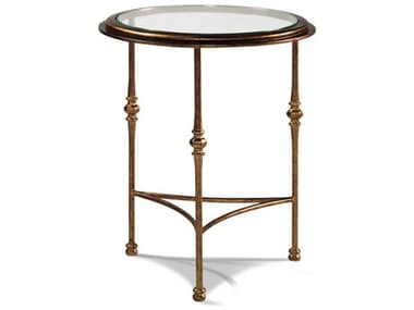 Sherrill Occasional Princeton 20&quot; Round Glass Aged Gold Side Table SHOM2935