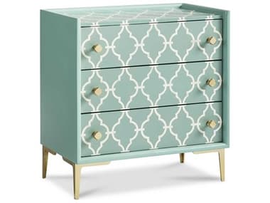Sherrill Occasional Voyage Maison Kira 30" Wide Gold Turquoise White Green Acacia Wood Accent Chest SHOVMA011