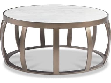 Sherrill Occasional Voyage Maison Layered Laurel 38&quot; Round Marble Pewter Cocktail Table SHOVMA053