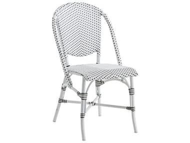 Sika Design Alu Affaire Aluminum Sofie Stackable Bistro Side Chair in White/Cappuccino Dots SIK7166CPWH1