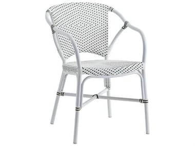 Sika Design Alu Affaire Aluminum White Valerie Stackable Dining Arm Chair in White/Cappuccino Dots SIK7176CPWH1
