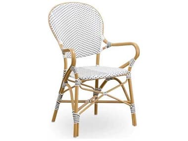 Sika Design Alu Affaire Aluminum Natural White with Cappuccino dot Almond Isabell Stackable Dining Arm Chair SIK7181CPWH5