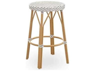 Sika Design Alu Affaire Aluminum Rattan Natural White with Cappuccino dot Almond Counter Stool SIK7183CPWH5