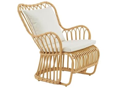 Sika Design Exterior Aluminum Rattan Natural Kindt Larsen Tulip Lounge Chair in Tempotest Canvas White SIKKITKLE110NUHOME15