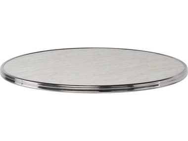 Sika Design Alu Affaire Chrome Strapping Genoa 23'' Wide Round Faux Marble Laminate French Cafe Table Top SIKS000193
