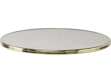 Sika Design Alu Affaire Brass Strapping Genoa 23'' Wide Round Faux Marble Laminate French Cafe Table Top SIKS000196