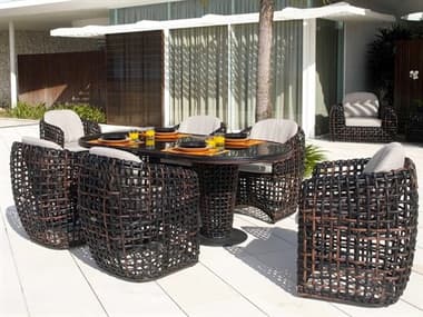 Skyline Design Dynasty Black Mushroom Aluminum Dining Set SK22460BMNP7PC