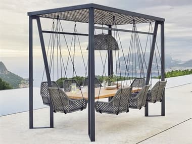 Skyline Design Horizon Carbon Matte Aluminum Dining Set SK23559TEAK