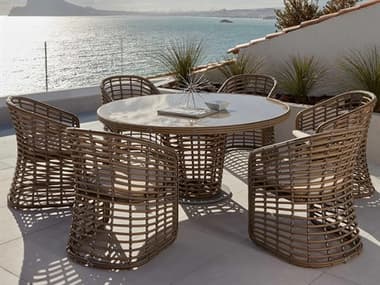 Skyline Design Ruby Kubu Mushroom Aluminum Dining Set SK23672KMNP7PC